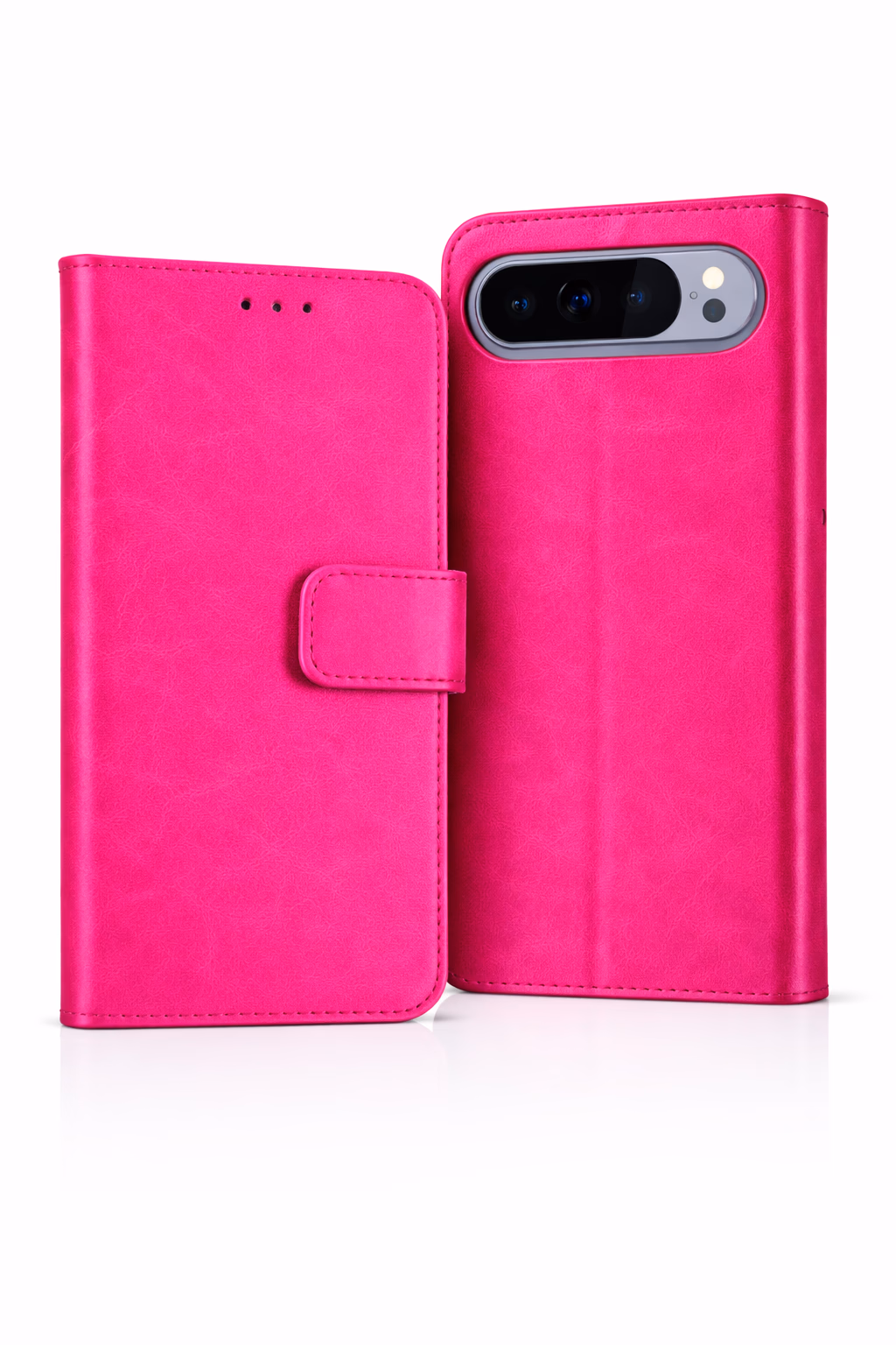 Google Pixel 10/10 Pro - Classic Leather Wallet - Hot Pink